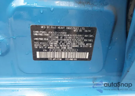 2016 Subaru Crosstrek 2.0I Limited from USA, damaged, VIN JF2GPANCXG8293552